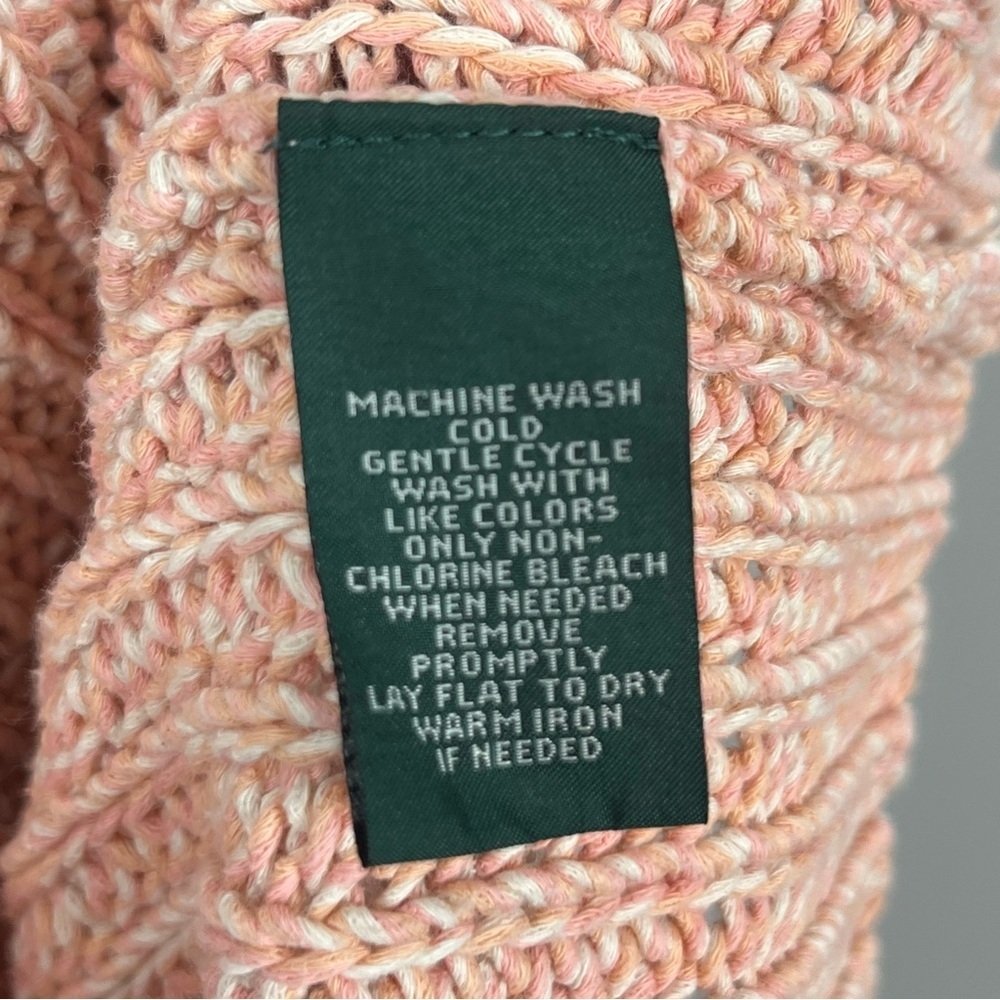 Lauren Ralph Lauren 100% cotton peach loose knit 3/4 sleeve sweater, medium. - Picture 5 of 5